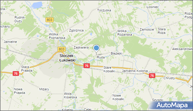 mapa Ruda, Ruda gmina Stoczek Łukowski na mapie Targeo